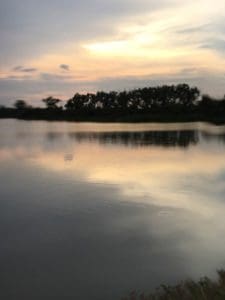 sunset reflected in lake
